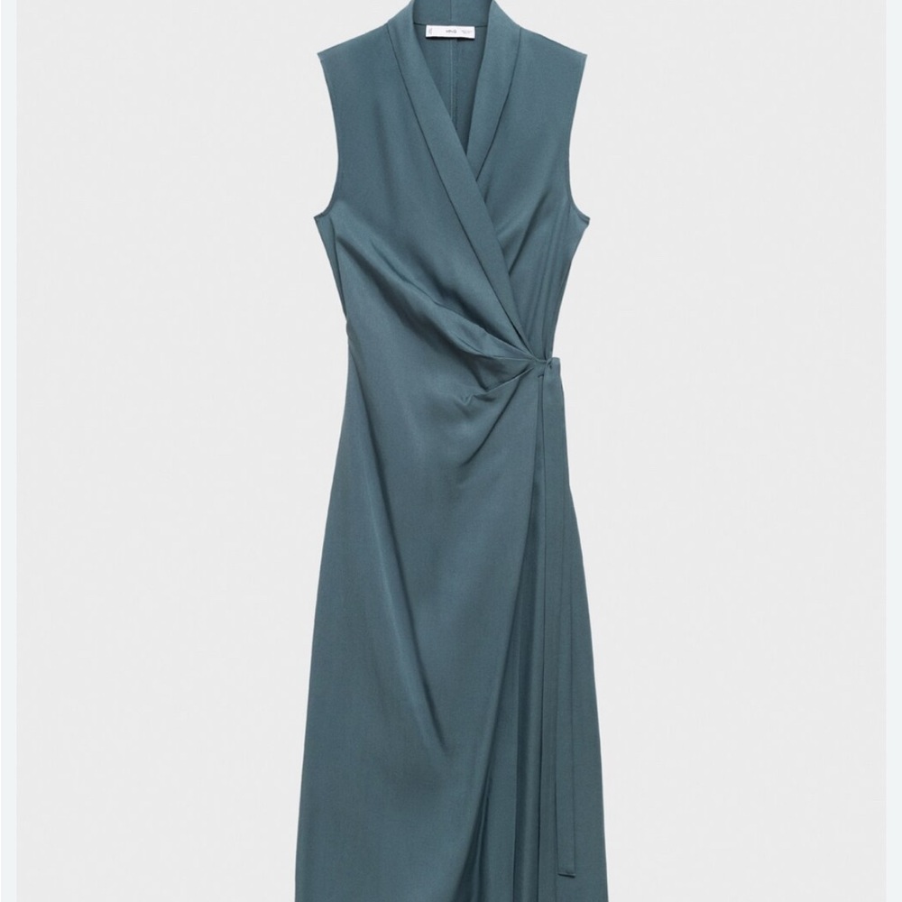 Mango Teal Midi Wrap Dress